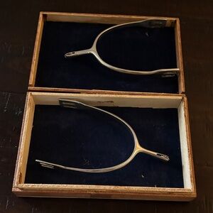 Ladies vintage Steuben spurs with hidden rowels. Stainless steel 1 1/4”neck rare